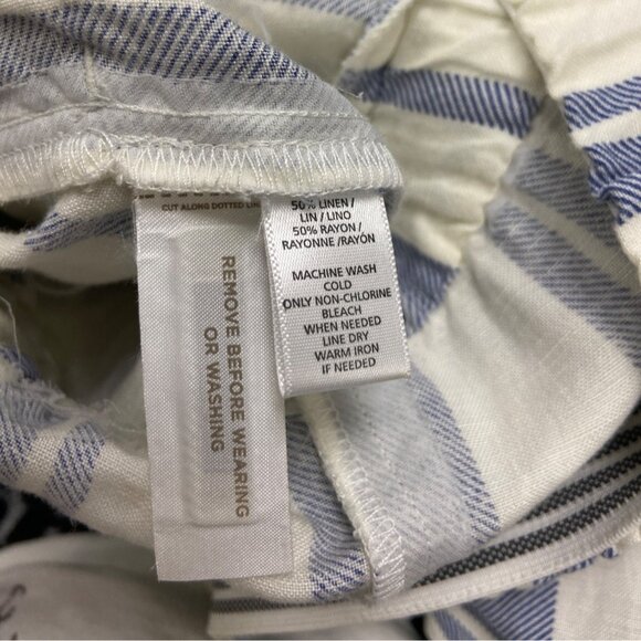 Ann Taylor Loft Womens Blue White Striped Linen Blend Jumpsuit Chic Style Size S - Picture 5 of 5